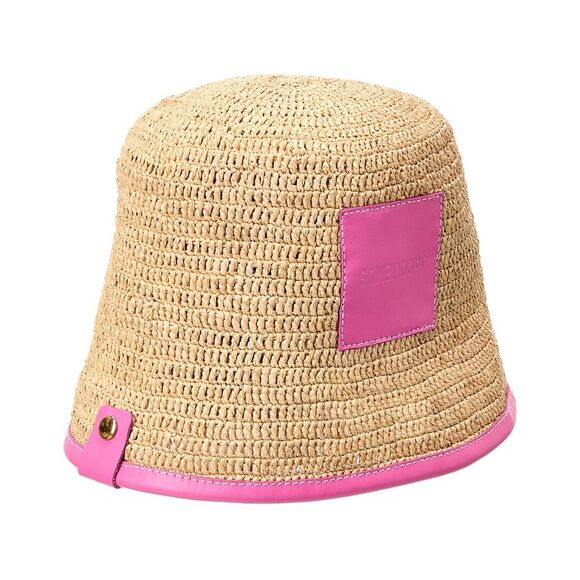 Jacquemus Le Bob Soli Raffia Bucket Hat, Pink - Picture 1 of 2